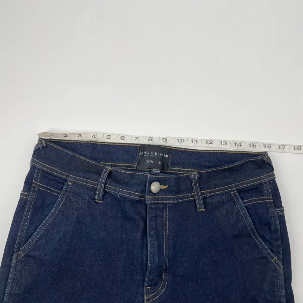 Supply & Demand Dark Wash Exposed Stitching Skinny Jeans Mens Size 34 Stretch - Picture 5 of 9